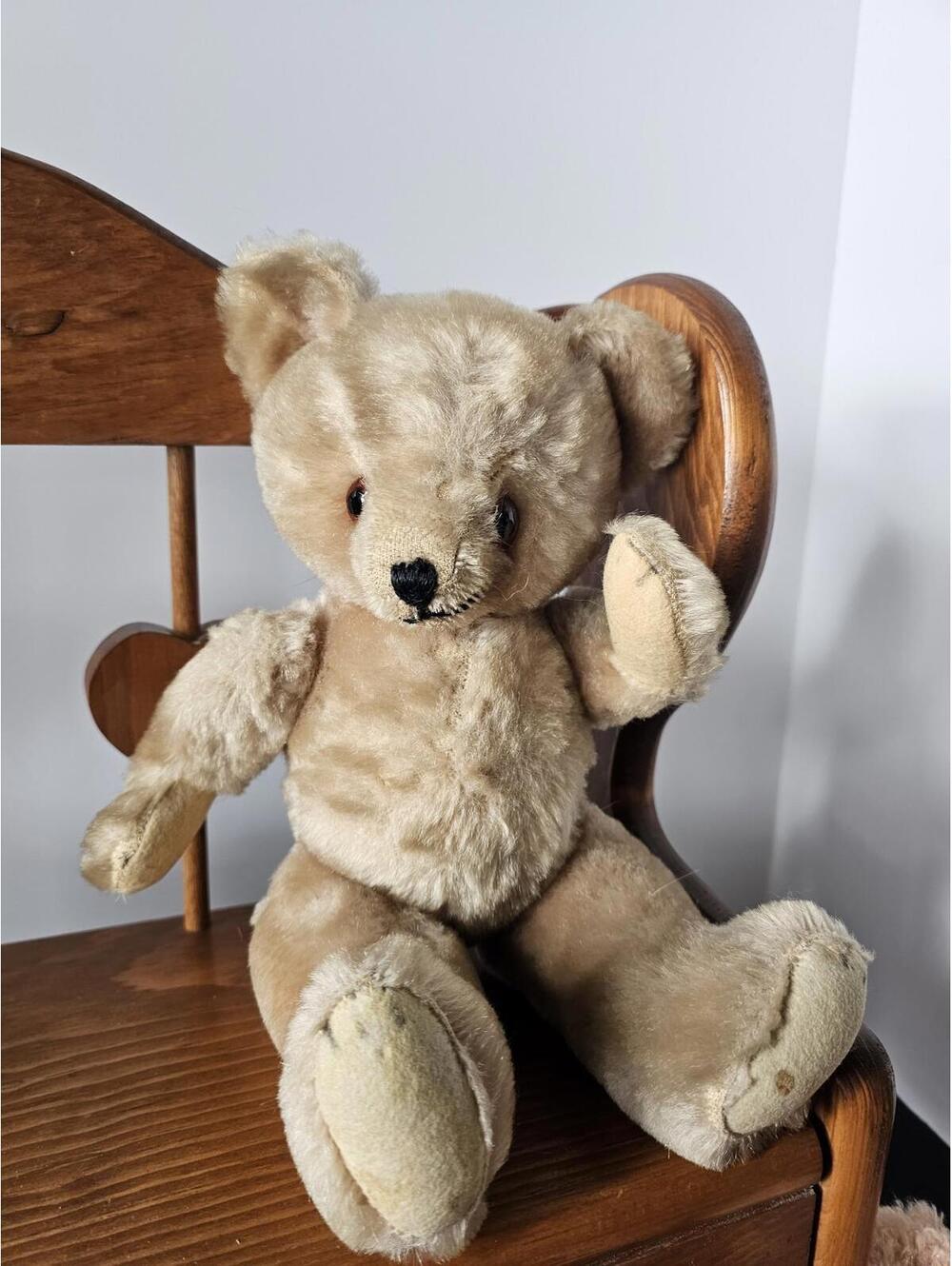 Vintage 12" Mohair Jointed Teddy Bear by Steiff 1950s/60s